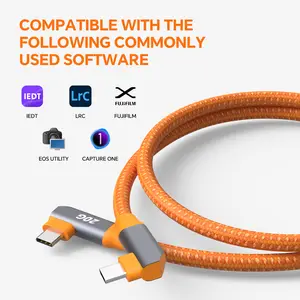 20Gbps USB-C to C Cable for Camera Connection Shooting, High-Speed USB 3.2 Braided Type-C Display Cable (LL-10-16ft)
