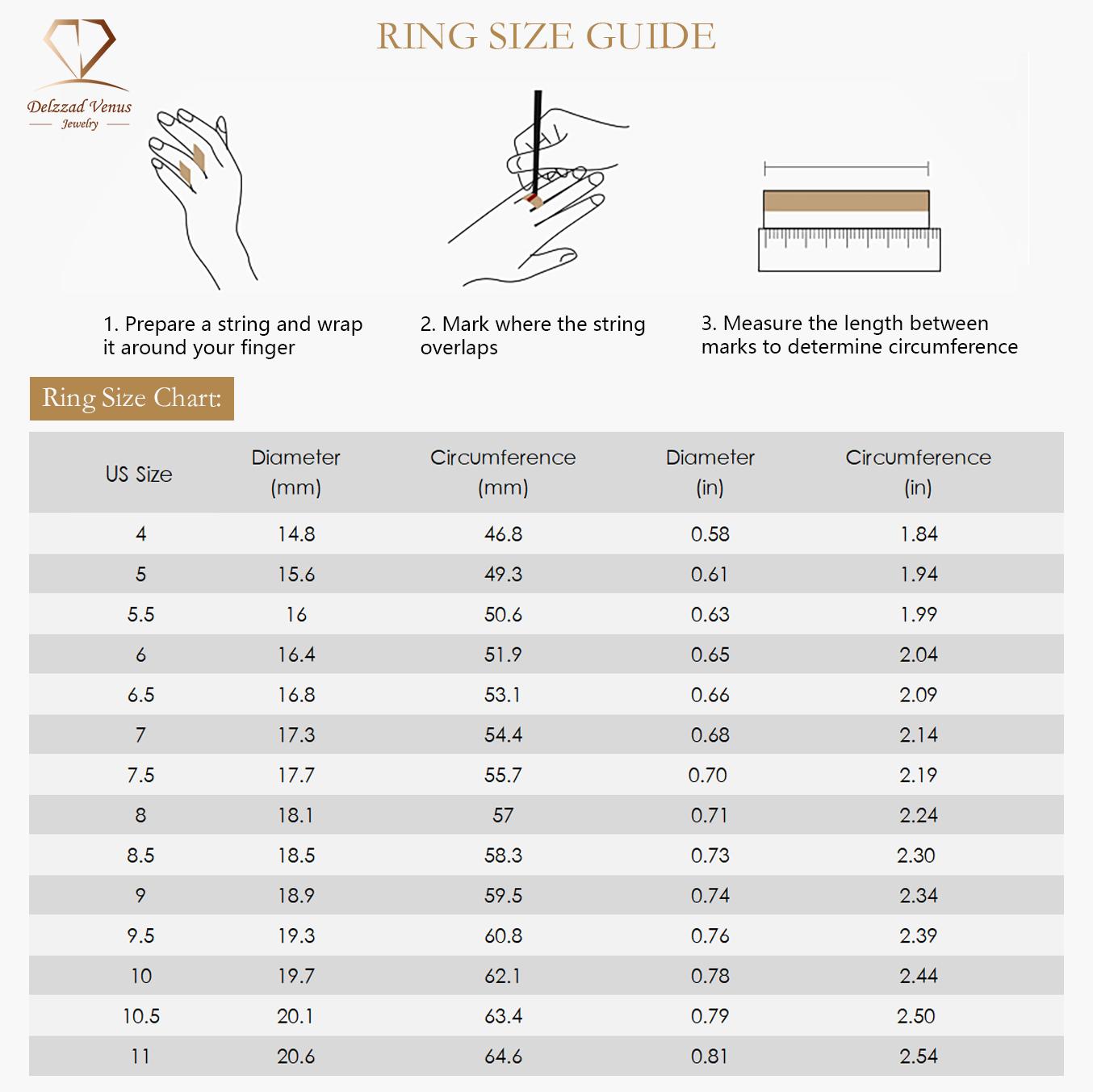 Delzzad S925 Round Classic Six-Prong Ring Band Anniversary Valentine's Day Gifts