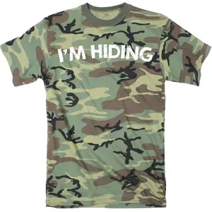 Mens Im Hiding Camo T Shirt Funny Sarcastic Military Hunting Novelty Dad Joke Mens Funny T Shirts Cool Vintage Fashion T-Shirt Gift Classic Menswear Funny Sarcastic Short Sleeve Novelty Tees for Guys Camo