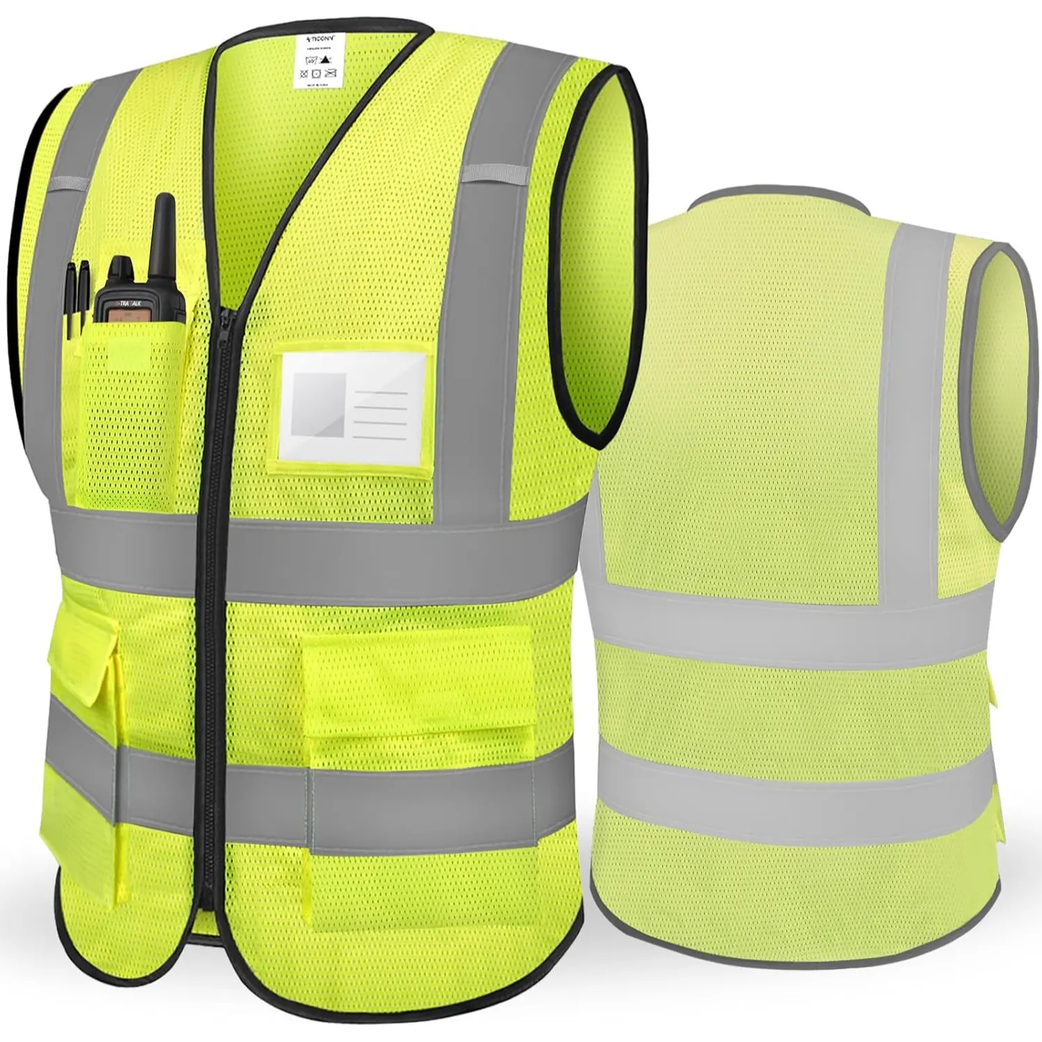 High Visibility Reflective Safety Vest with Pockets Zipper 360 Reflective Strips Mesh Work Vest for Men Women Construction