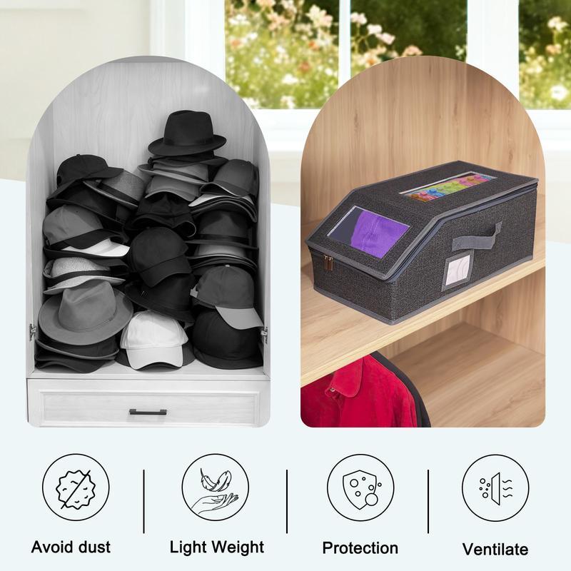 Stackable Hat Storage for Baseball Caps, 2 PCS Hat Storage Boxes for Closet, Holds up to 30 Caps with Cardboard, Hat Organizer for Women & Men Meaningful gifts for Christmas