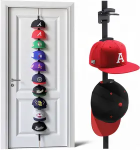 10-Layer Over The Door Hat Rack Organizer with Hooks 2-Way Hanging Display for Baseball Caps Bedroom Entrance Garage Storage Adjustable Hooks Tool-Free Setup Hangable Hangers