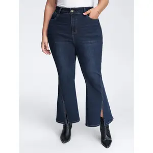 【Y2K】【Pocket Approved】BLOOMCHIC Plus Size Slit Flared Hem Bootcut Jeans [M-6X] 2026 Summer Vibes Swimweek
