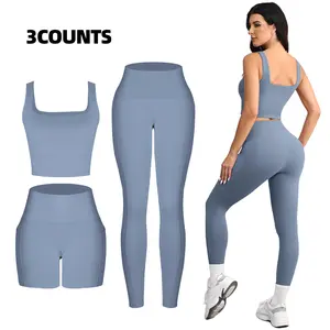 Women's 3 Piece Lounge Set With Pockets&High Waist Fit Summer Vacation Outfits - Tank Top,Shorts&Pants Set Tone To Tone