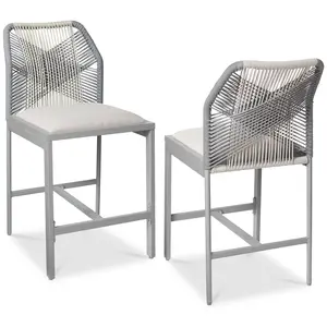 Best Choice Products Set of 2 Indoor Outdoor Counter Height Barstools w/ All-Weather Rope & Aluminum