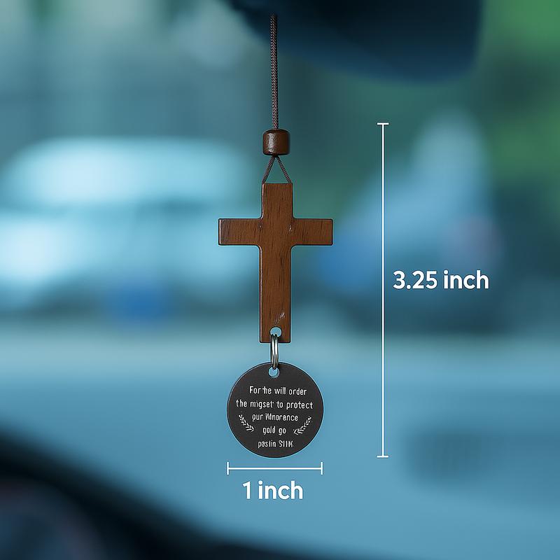 Daily Bible Verse Cross Ornament for Rearview Mirror – Christian Car Pendant with NFC Tag, Hanging Cross for Car Interior or Home, Holiday Gift & Faith Decoration.