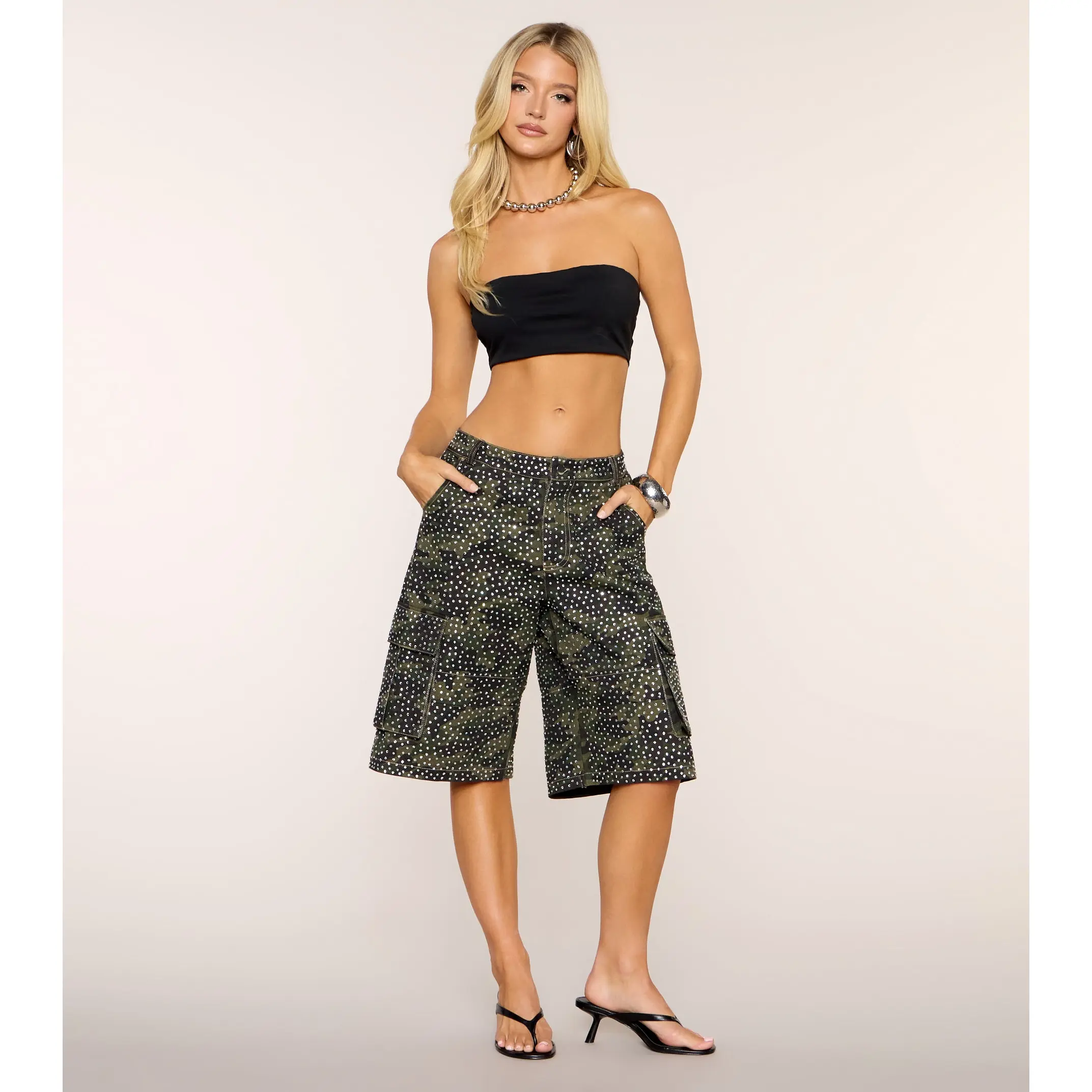 Camo Crush Rhinestone Denim Jorts