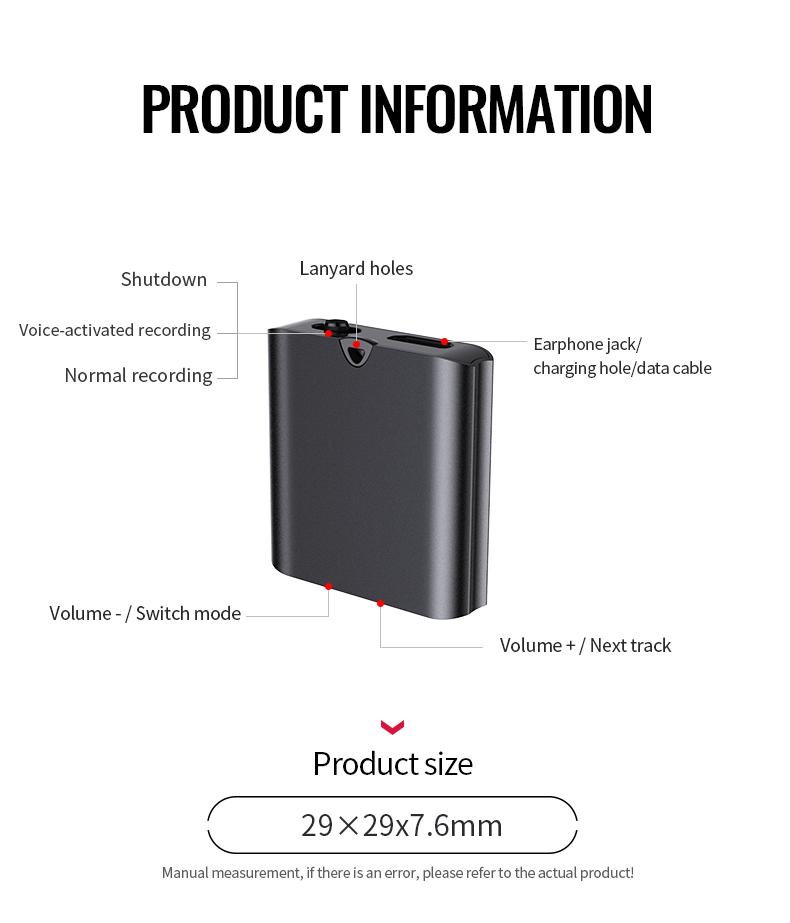 Mini Magnetic Voice Recorder-One-Touch Recording,HD Noise Reduction,Long Battery,Large Storage,Include OTG adapter,Slim and lightweight