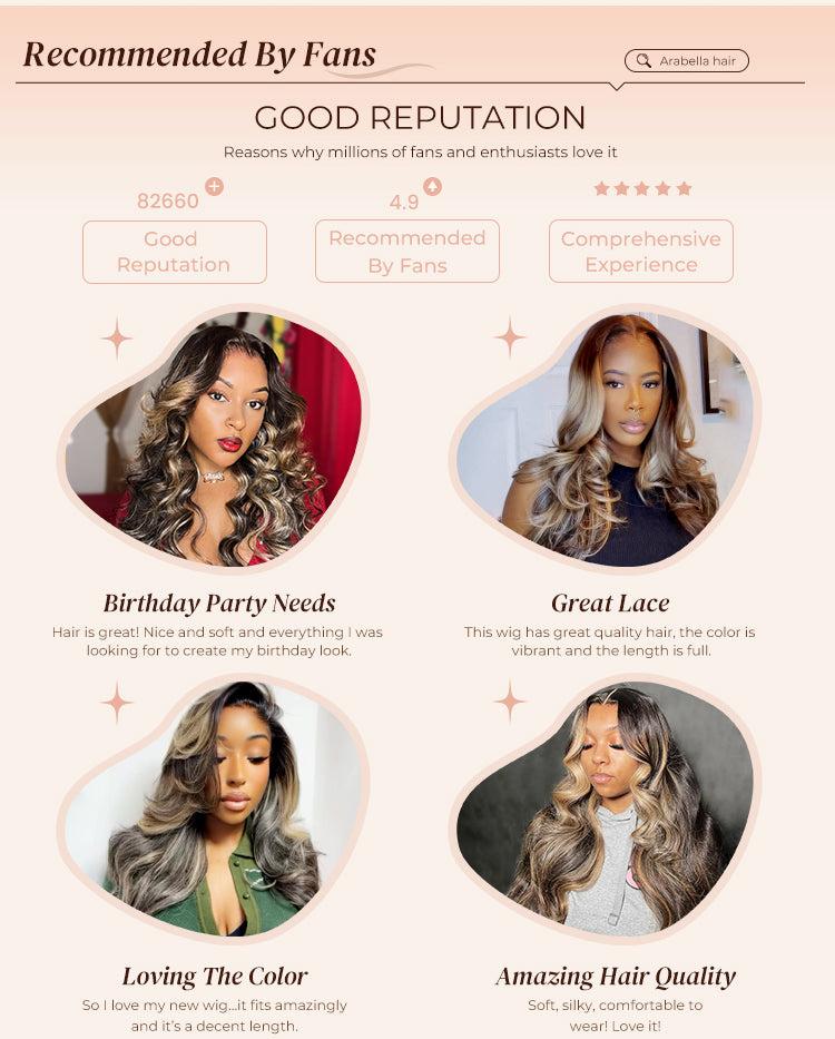 Arabella Ear to Ear 13x6 Three-Go Platinum Blonde Balayage Highlights Glueless Wig Loose Body Wave With Drawstring 100% Human Hair Beginner-friendly SpringStatements