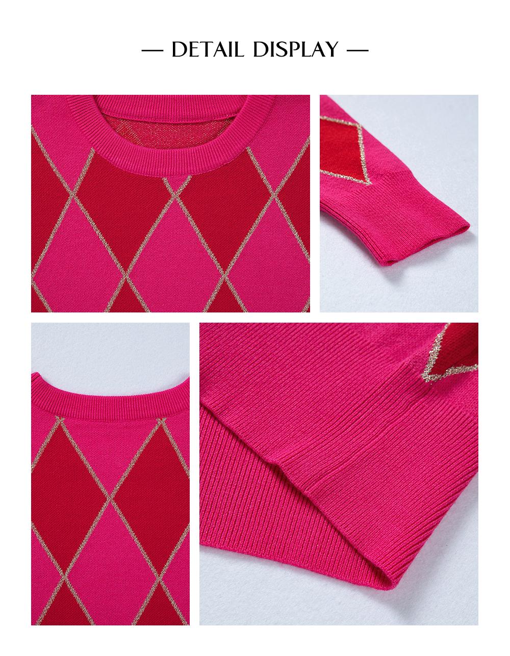 Asvivid Women's Glitter Rhombus Argyle Pattern Knit Casual Cute Sweater Pullover Jumper Tops Long Sleeve / Sleeveless Knitwear for Spring Fall Valentines Outfits