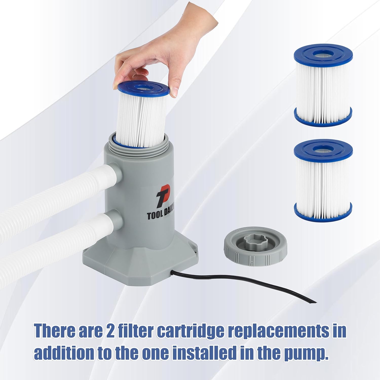 Tool Daily Automatic Pool Cover Pump 1200 GPH Submersible with 4 Adapters & 16ft Drainage Hose, Automatic ON/OFF Function, Durable Construction