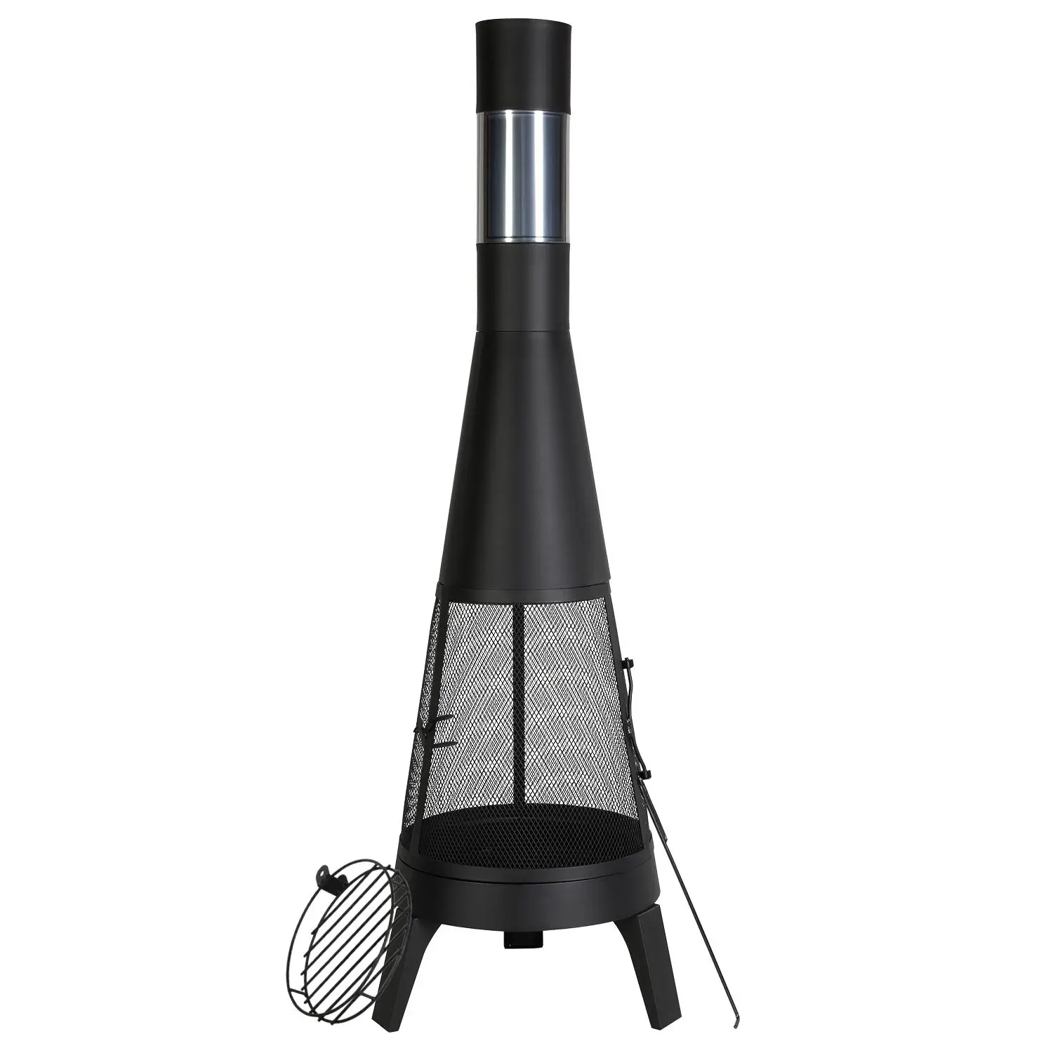 【SummerFinds】VEVOR Chiminea, 20 Inch Outdoor Wood Burning Firepit, Conical Fireplace for BBQ & Warming, Outside Wooden Fire Pit with Grill Mesh, Chimney Coat & Rustproof Chiminea Lid, for Patio, Garden, Backyard