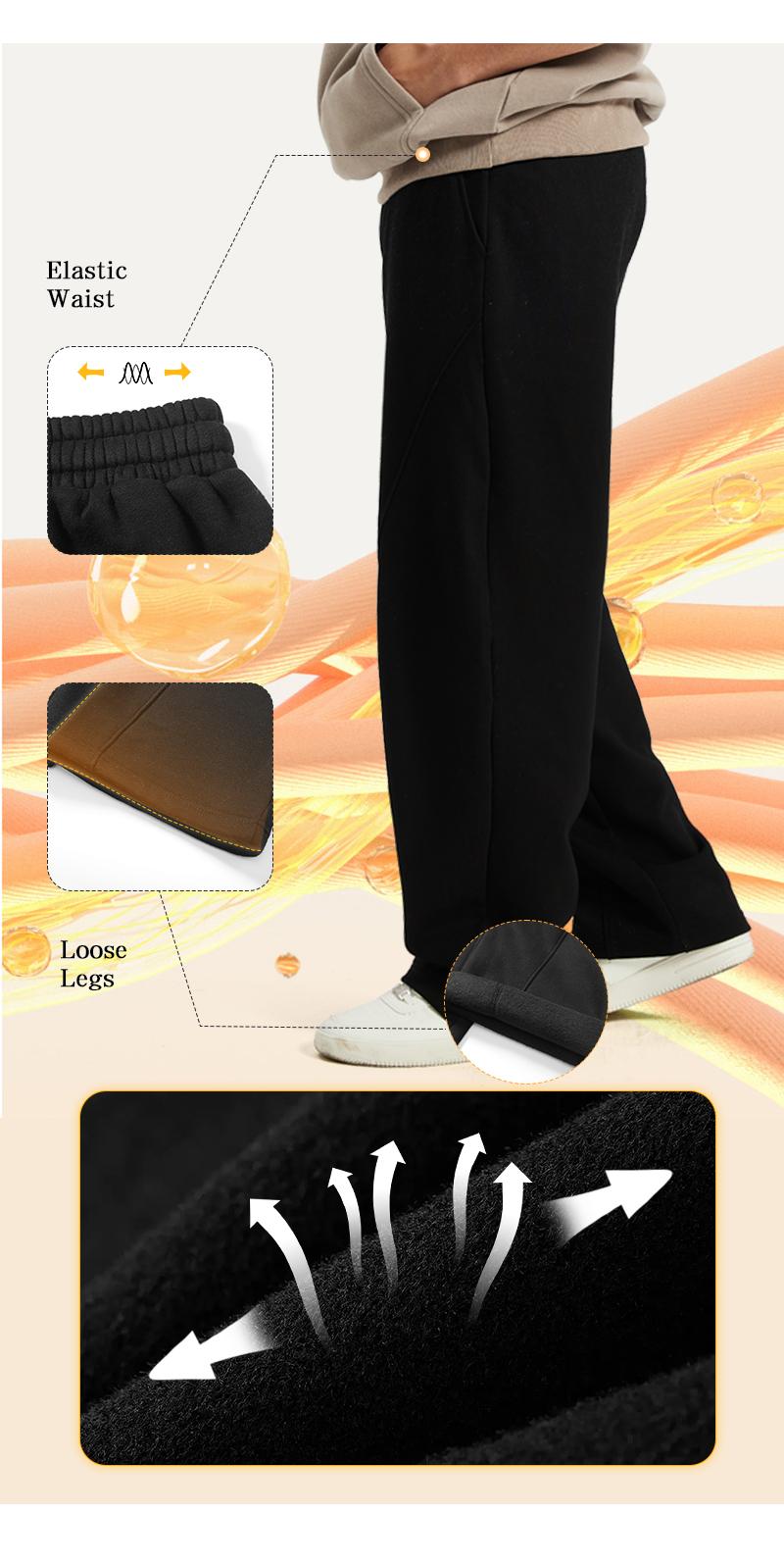 Men's Thermal Lined Sweatpants Oversize Drawstring Waist Casual Loose Pants for Fall Winter School Season Daily Wear Cozy Warm Soft Cotton Men's Thermal Lined Sweatpants Oversize Drawstring Waist Casual Loose Pants for Fall Winter School Season Daily Wear Cozy Warm Soft Cotton