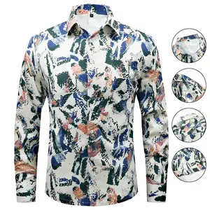 Abstract Blue Splash Art Print Button-Up Shirt - Bold Casual & Event Wear