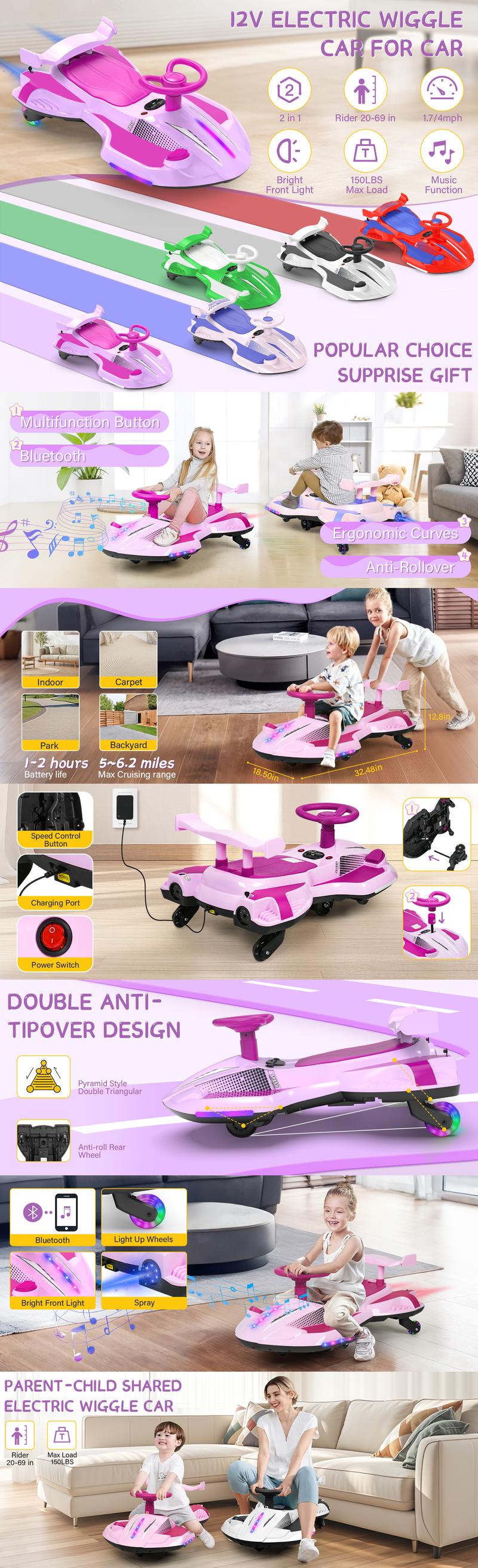 12V Electric Wiggle Car with Pedal 2 in 1 Ride On Toys for Kids Ages 3+ Anti-Rollover Flashing Wheels Bluetooth Music China,Christmas present,Devil Car,Demon Wiggle Car,Drift Swing Car 12V Electric Wiggle Car with Pedal 2 in 1 Ride On Toys for Kids Ages 3+ Anti-Rollover Flashing Wheels Bluetooth Music China,Christmas present,Devil Car,Demon Wiggle Car,Drift Swing Car