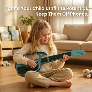 2026 New Kids’ Stringless Electric Guitar with multiple playing modes, Type‑C charging, smart light-up buttons, a foldable storage design, and easy sound activation with the intelligent pick. Ideal for beginners and a great musical toy for kids boy girl