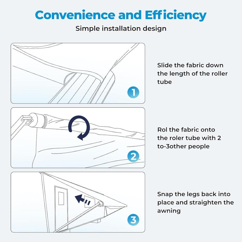 TSUMBAY RV Awning Fabric Replacement, 18.5oz Heavy-Duty Weatherproof Anti-UV Vinyl Awning Fabric for Outdoor Camper & Trailer and Motorhome 16'(Fabric 15'2"), Gray Fade