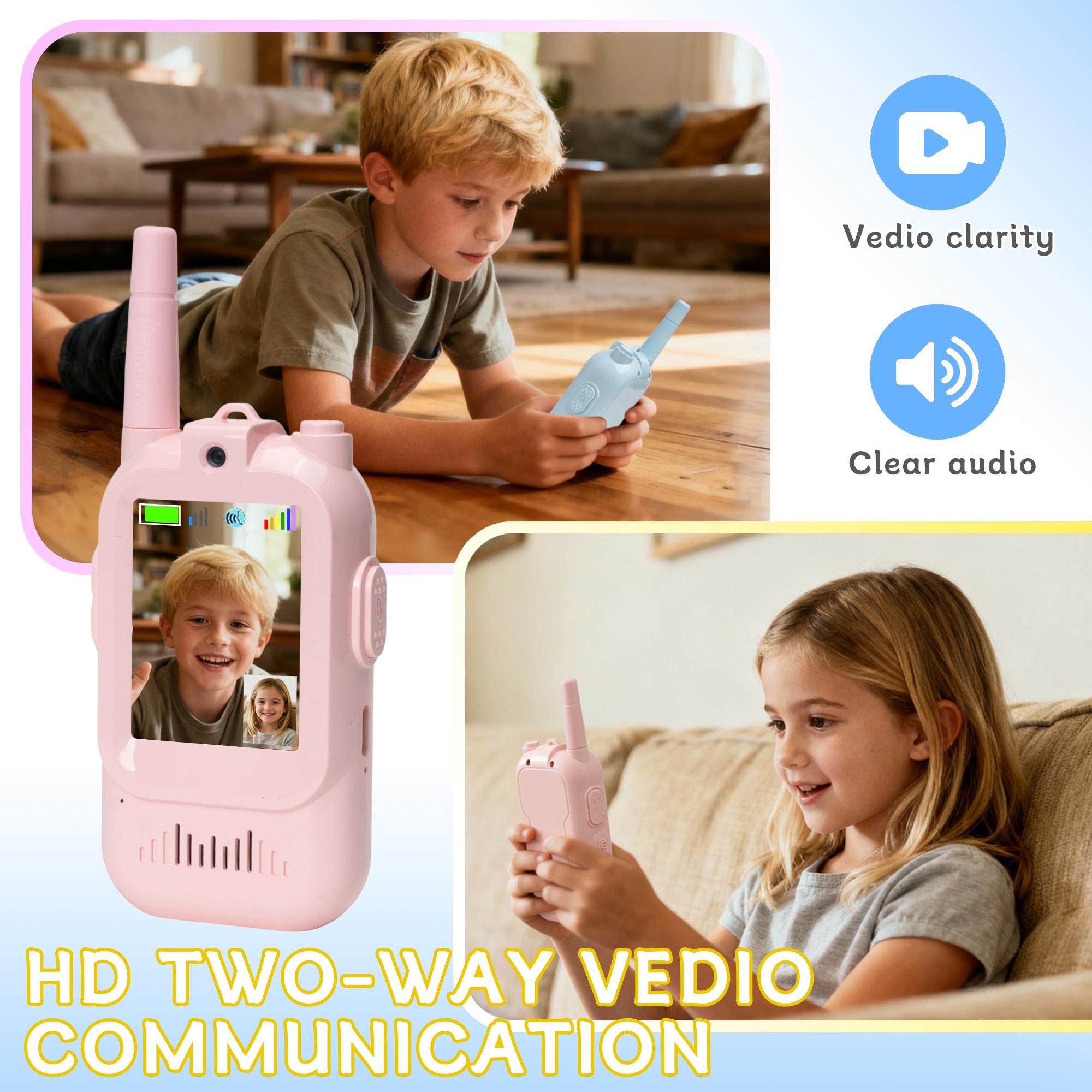 Kids Video Walkie Talkies Toys 2 Pack Long Range Communication with Camera Ideal for 3-12 Year Olds Colorful Audio for Outdoor Indoor Play Holiday Christmas Gifts