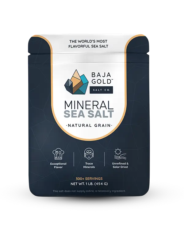 Baja Gold Signature Mineral Sea Salt - Natural Grain Crystals - The Only Authentic Baja Gold | Unrefined Baja Salt for Cooking and Seasoning | Low Sodium, Unrefined, Trace Mineral Rich, Kosher, Vegan | Ultra Flavorful