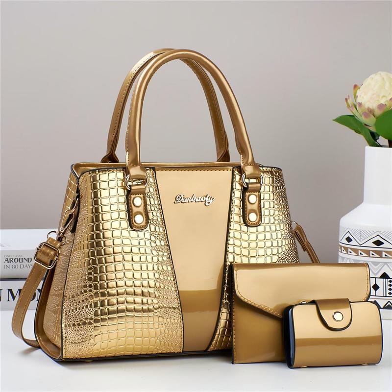 Crocodile Embossed Handbag & Wallet Set for Women Elegant Fashion Shoulder Bag Coin Purse Casual Trendy Versatile High-quality Daily Commuting Bag Set