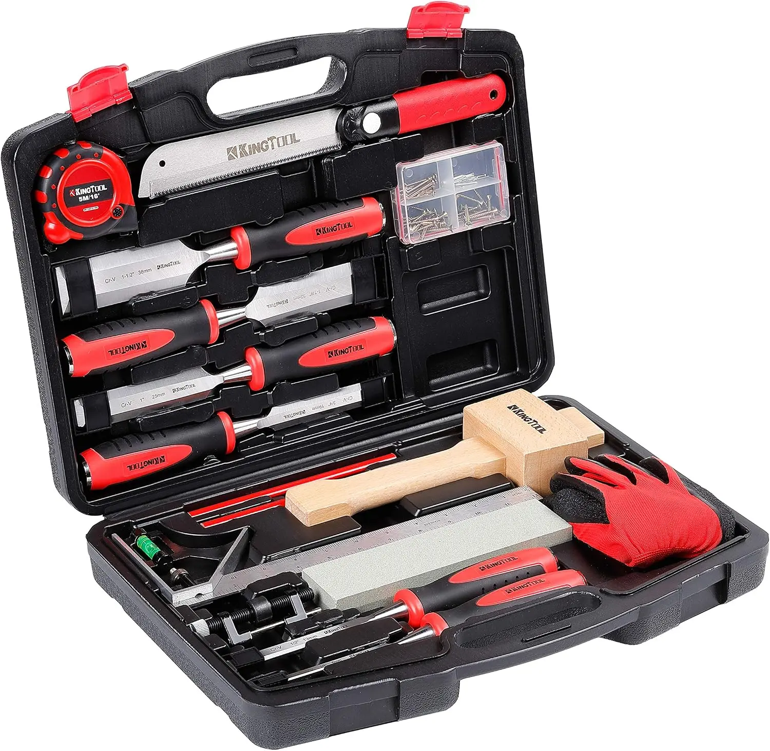 87 Pc. Advanced Wood Chisel Set with Storage Case Including Superior Chisels | Heat-Treated Cr-V Alloy Blades Premium Chisel Set for Carpentry Craftsman toolupgrade