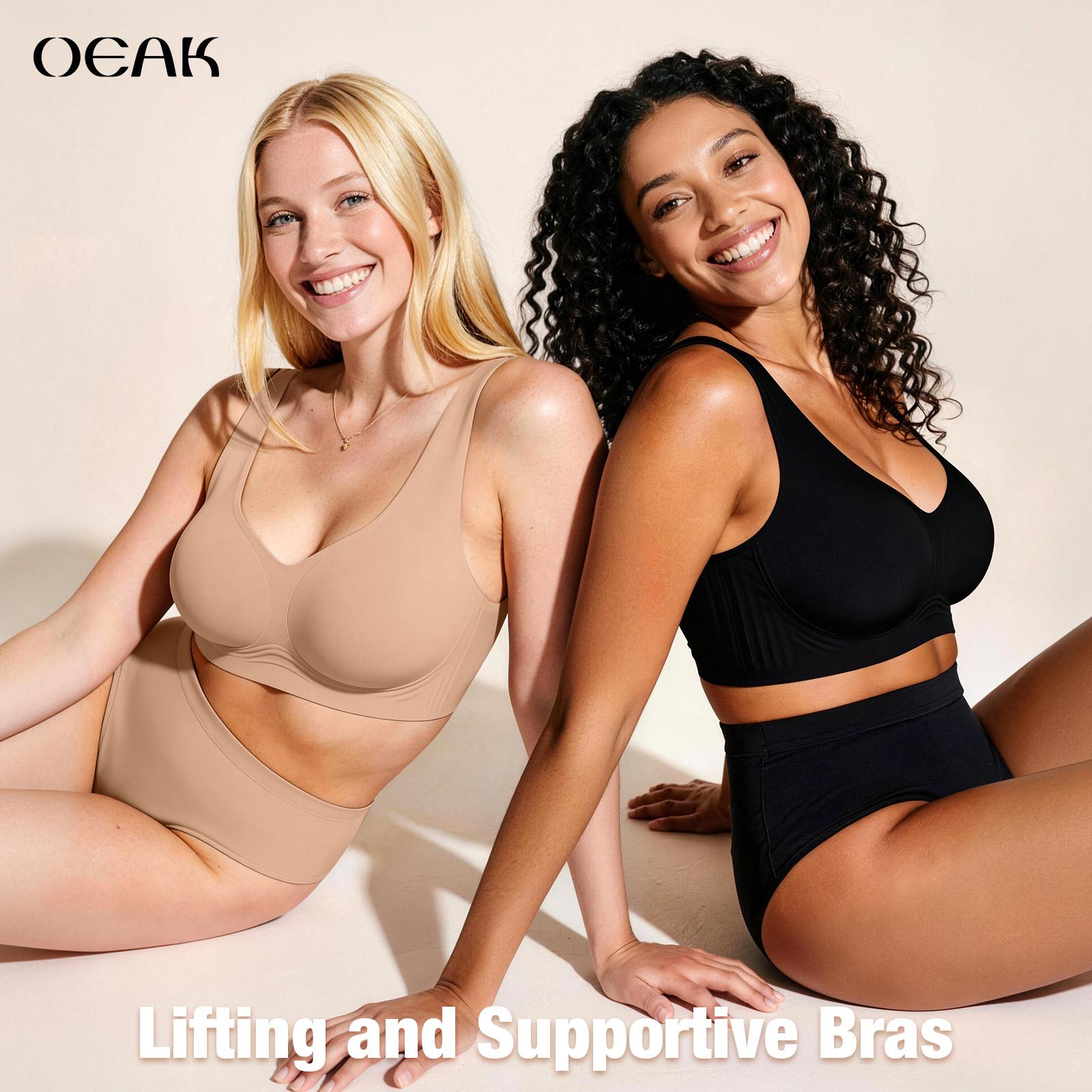 OEAK Women Comfortable Pullover Bra No Underwire Jelly Bras Seamless Full Coverage Supportive Bralette Everyday Sports Tshirt Bra