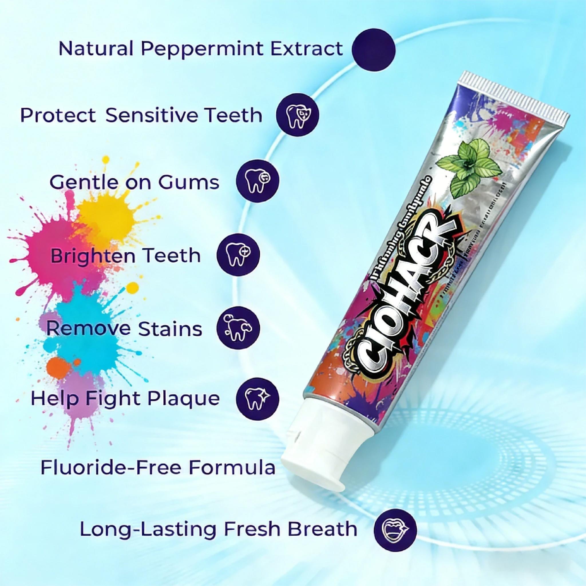 CIOHACK Whitening Toothpaste 3-Pack & Classic Soft Bristle Toothbrushes 2-Pack Natural Mint Flavor Oral Care Bundle for Sensitive Teeth Mint Extract Formula