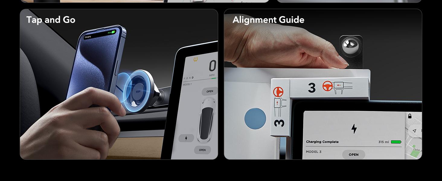ESR for MagSafe Car Mount, Car Phone Holder, Tesla Touchscreen Car Mount, Magnetic Phone Holder for Car, for iPhone 17/16/16e/15/14/13/12, S25, Pixel 10, Charging Not Supported(2 Metal Rings Included) ESR for MagSafe Car Mount, Car Phone Holder, Tesla Touchscreen Car Mount, Magnetic Phone Holder for Car, for iPhone 17/16/16e/15/14/13/12, S25, Pixel 10, Charging Not Supported(2 Metal Rings Included)