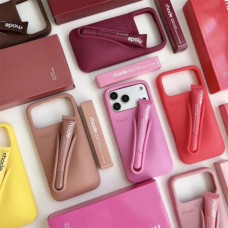 RHODE iPhone Case with Lip Treatment Slot – Soft Silicone, iPhone 11 12 13 14 15 16 17 Pro Max