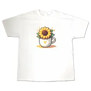 A Cup Of Sunflower Shirt Summer Vibe Floral Tee Casual Wearing Unisex Heavy Cotton Men's Short-sleeve T-Shirt