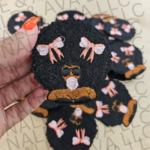 Black Girl Afro Bow Hat Patch (1 Patch)