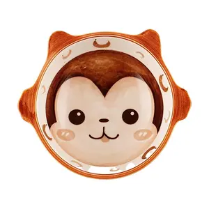 Golden Lion Cartoon Ceramic Sauce Dish - Cute Monkey Design, Small Bowl for Yogurt, Dessert, Baby Food - 12.5x11x4cm, 150ml
