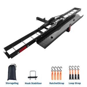 Garvee Motorcycle Carrier Ultra-Duty 600LB Motorcycle Hitch Carrier Rack | Arched Ramp & Anti-Wobble System for Professional-Grade Dirt Bike Transport Solution Non-Slip Ramp & Quick-Connect Stabilization
