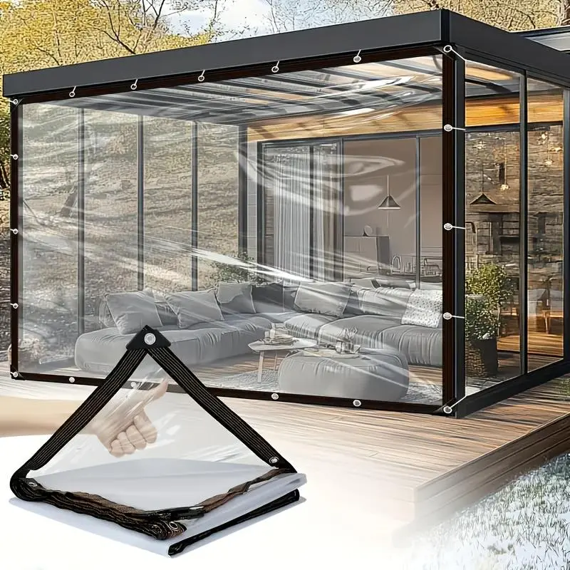 7 x 10ft Heavy-Duty Waterproof Clear Tarp with Grommets, Insect-Resistant, Snowproof, Rainproof, Durable Transparent Rainproof Cover for Outdoor Garden, Patio, Chicken Coop, Greenhouse, Camping & Temporary Shelter, Burning Man Living Room Home
