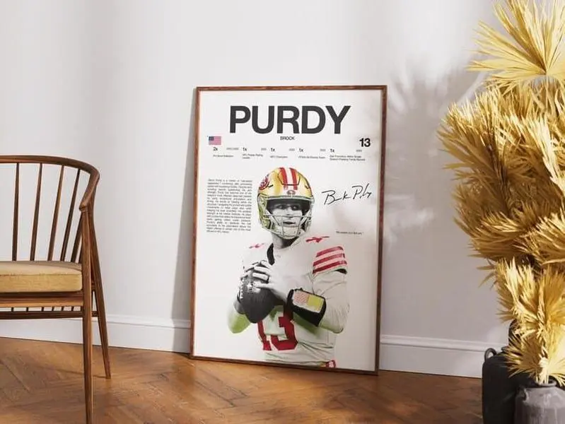 Brock Purdy Poster, Football Wall Print, Football, Football Poster Print, Sports Decor, San Francisco 49ers Poster, Football Player Gift