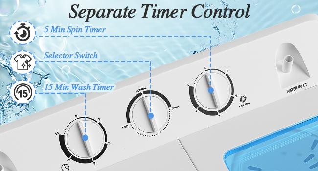 Costway Compact Twin Tub Washing Machine, Durable Design, Timer Control, Compact Laundry Washer for RV, Apartments and Dorms