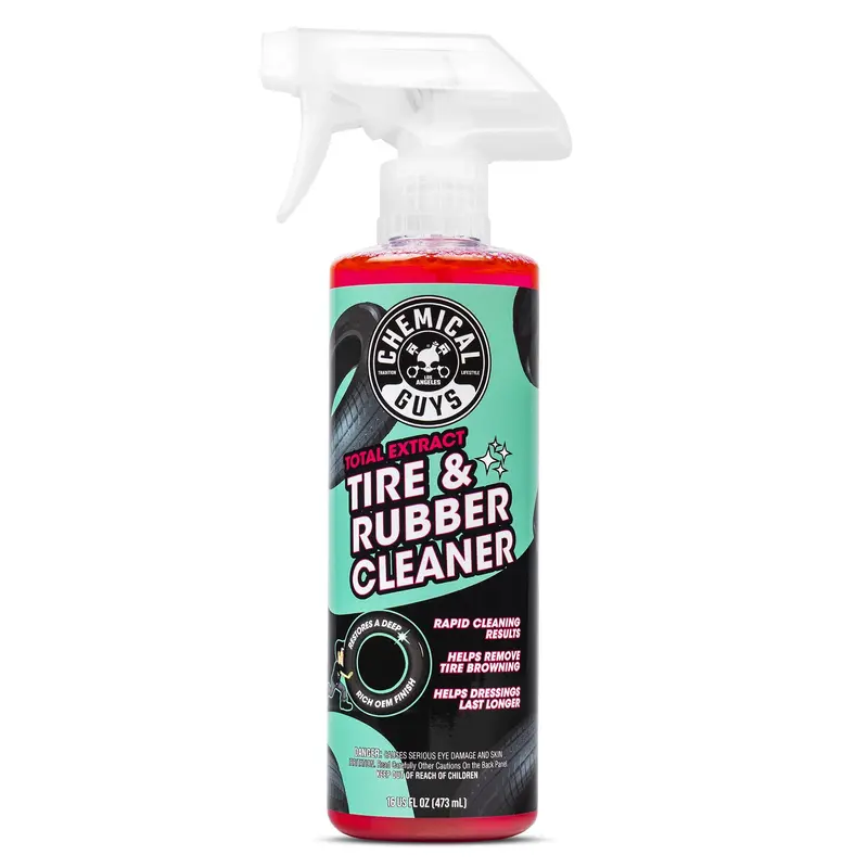 CHEMICAL GUYS 16oz Total Extract Tire & Rubber Cleaner Spray Bottle - Degreases, Lifts Old Dressings, Grime & Wax, Removes Browning, Preps for Shine & Coatings, Works on Car Tires & Rubber Trim, Supports Ceramic Coatings