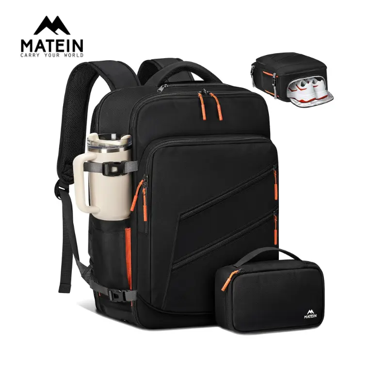 【Back To School】MATEIN Airline Approved Personal Item Travel Bag, Underseat Carry On Luggage Backpack with Detachable Shoe Compartment, Electronics Case, Adjustable Straps, Waterproof for 17" Laptop, Everyday Carry Holiday Bag for Spirit Airlines