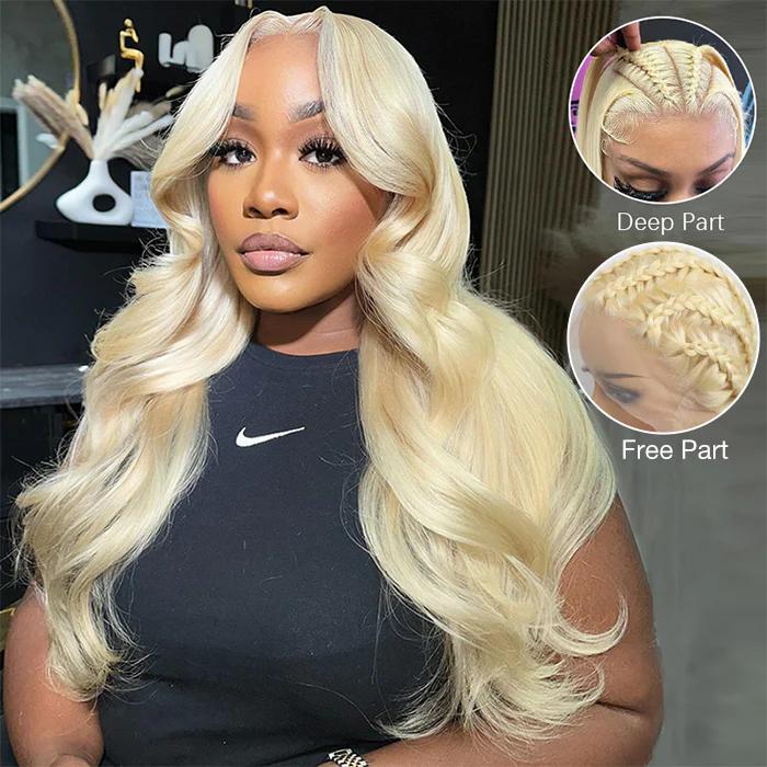 Pizazz Hair 613 Blonde Body Wave Lace Front Wig Human Hair 13x6 HD Transparent Lace Front Wigs Human Hair  with Pre Plucked Natural Hairline