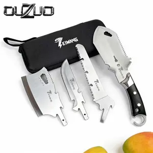 A 6-piece set of multifunctional outdoor camping tools, handmade multi-purpose knives, durable and easy-to-use, suitable for outdoor camping, meat and fish processing tools, kitchen cooking tools, gift giving options, suitable for carrying with you