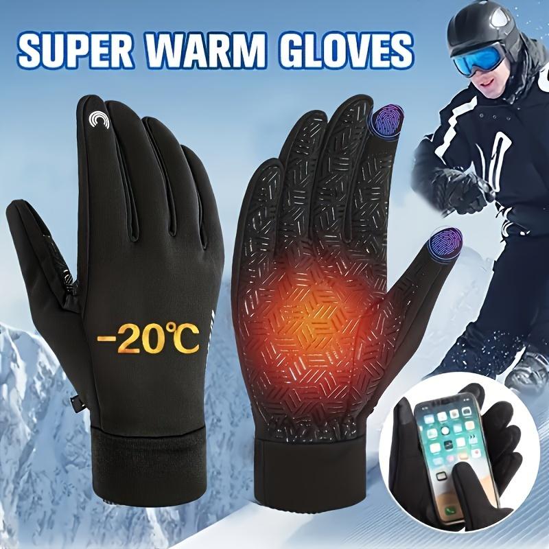 Windproof Winter Cycling Gloves - 1 Pair Double Finger Touch Screen Gloves with Anti-skid Silicone and Reflective Strip for Men and Women
