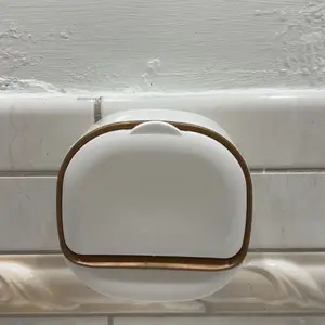 Wall-Mounted Bathroom Soap Dish with Drainage Box and Flip Lid, Waterproof Punch-Free Soap Holder Tray for Shower to Keep Soap Bars Dry, Soap Saver