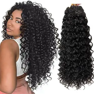 8 Packs Curly Crochet Hair GoGo Curl Crochet hair for Women Natural Black Deep Wave Braiding hair,Synthetic Bohemian Crochet Braid Water Wave Crochet hair Extensions(18inch, 1B)