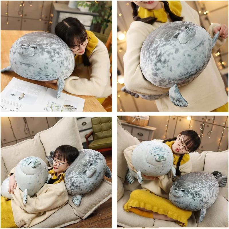 Chubby Blob Seal Pillow 11.8" Stuffed Cotton Plush Animal Cute Ocean Companion Valentine's Day Easter Gift for Kids Adults