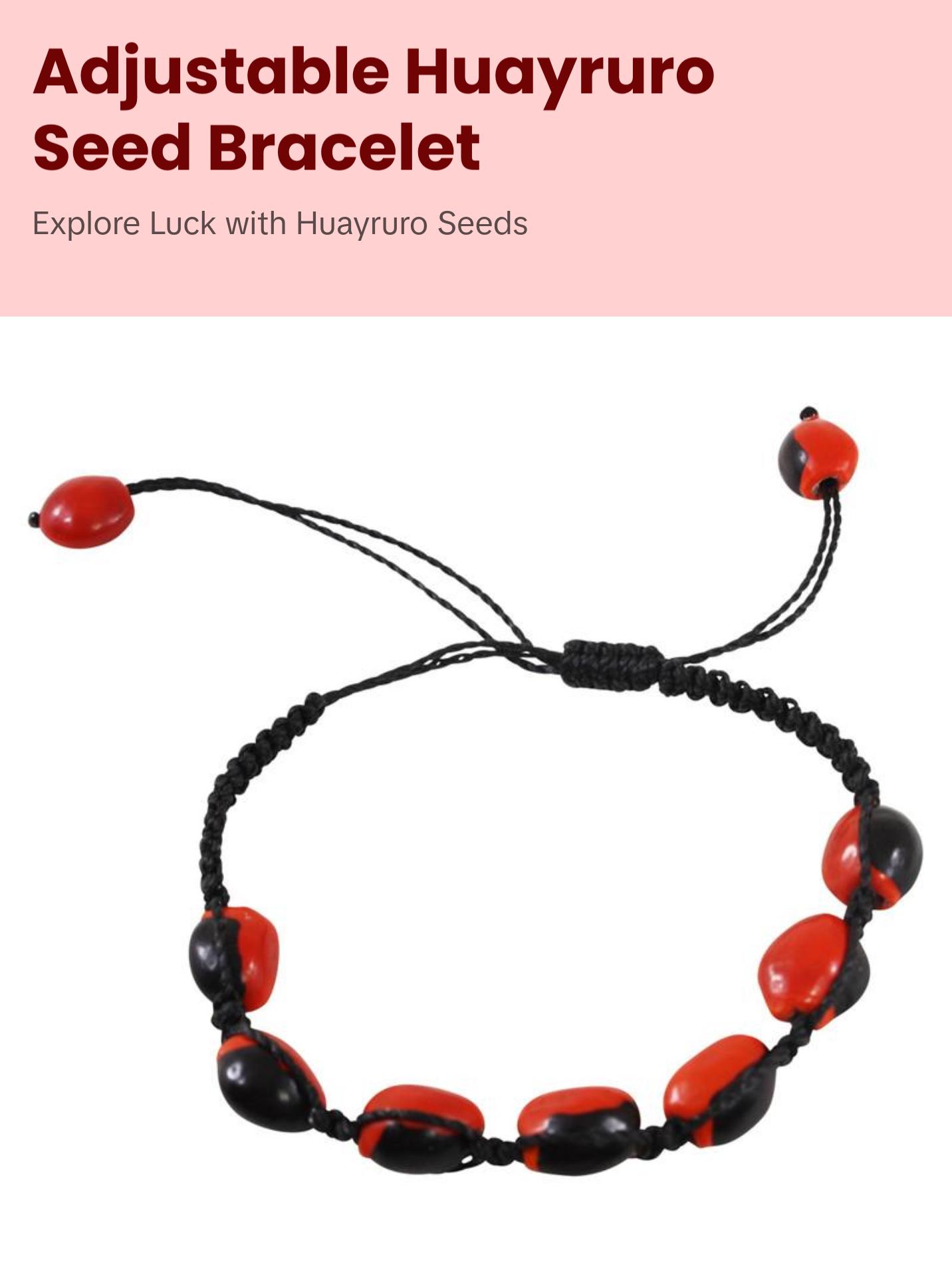 Adjustable Macramé Good Luck Bracelet – Handmade with Huayruro Seeds Adjustable Macramé Good Luck Bracelet – Handmade with Huayruro Seeds