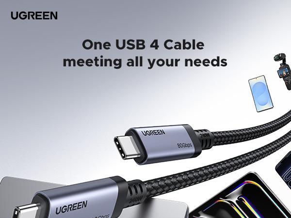 UGREEN USB C to USB C Cable 240W USB4 Gen4 80Gbps Premium 17K Dual 8K Triple 4K Display PD3.1 Type C Fast Charging Compatible with USB C Monitors, MacBook, iPad, iPhone 17/16/15, 3.3FT