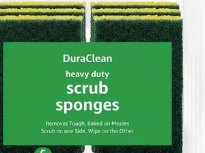 Heavy Duty Scrub Sponges, Dual-Sided Design, Yellow/Green, 6-Pack