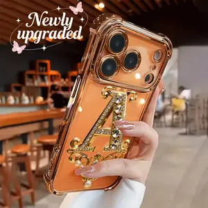 This creative diamond and gold A-pattern phone case features four drop-proof and non-slip TPU full-coverage lens electroplating, compatible with iPhone 17, 16, 15, 14, 13, 12, 11, XS, X series, and more.It makes a great gift for friends or family.