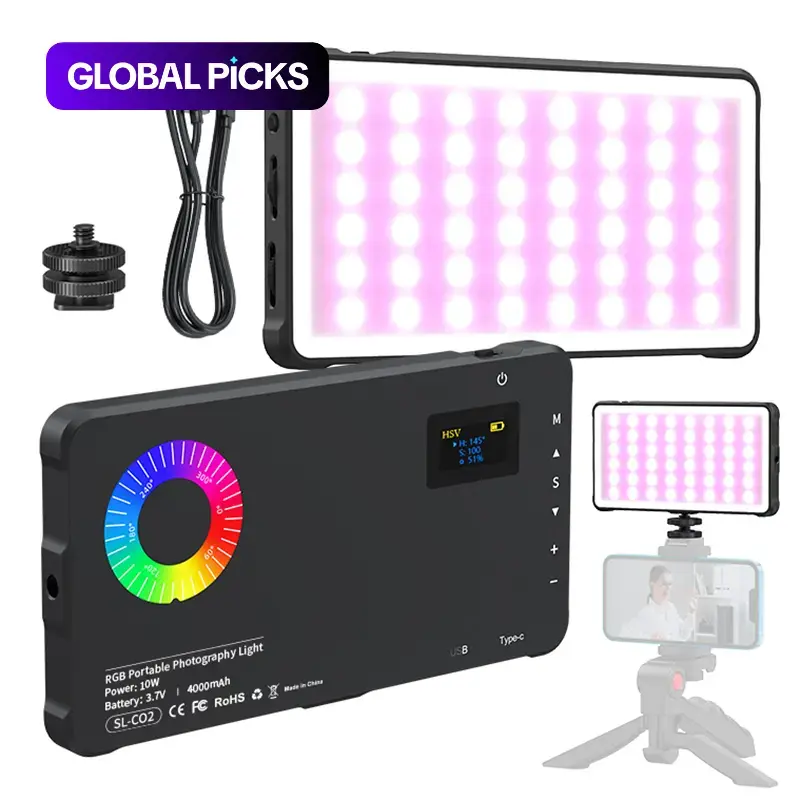 USB Rechargeable RGB Photography Light, Rechargeable Photography Lighting, Portable Travel Camera and LED Selfie Light for Live Streaming Equipment and Vlogging #GLOBAL PICKS