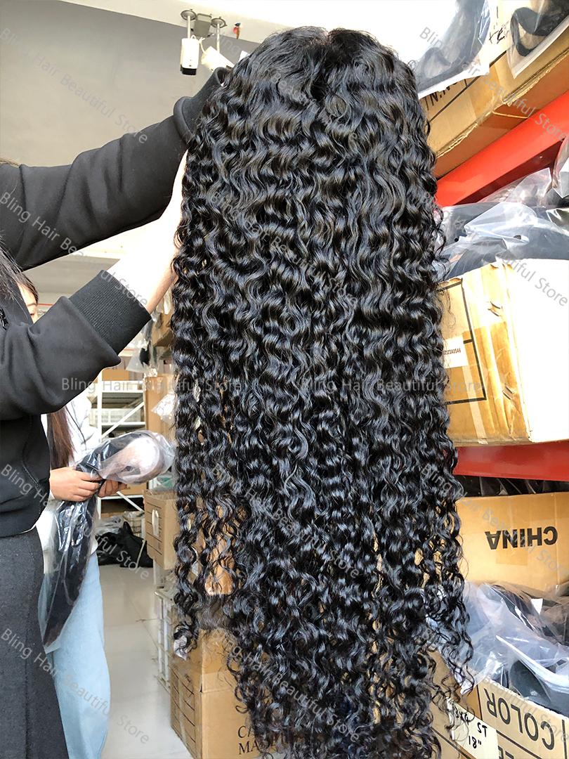 Bling Hair Deep Wave 13X6 HD Transparent Lace Frontal Wig Human Hair 30 34 Inch 13X4 Kinky Curly Lace Front Wigs For Black Women